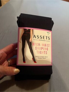 Assets Spanx Black High-Waist Shaping Tights, Size 5, new in package